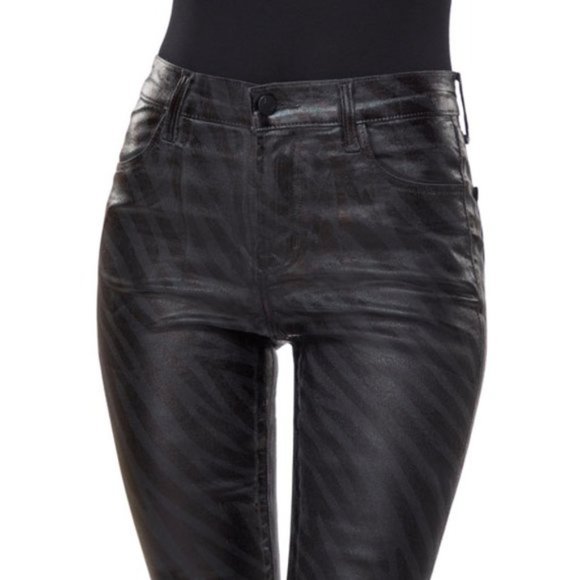 NWT J Brand black coated zebra high rise skinny jeans, 25 - Picture 7 of 12